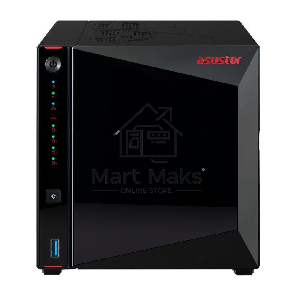 Сетевой накопитель ASUSTOR AS5404T 2-Bay NAS/Media player/Intel Celeron N5105 2.0GHz up to 2.9GHz, 4GB SO-DIMM DDR4, noHDD(HDD,SSD),/2x 2,5Gb (LAN)/3xUSB3.2,HDMI; 90IX01R1-BW3S40