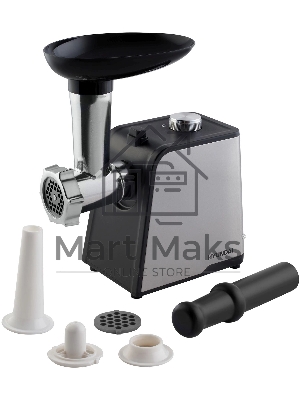 Мясорубка электрическая Hyundai HY-MG2214 серый, 1800 Вт, 2.2 кг/мин, реверс, защита от перегрузки, насадки - 4