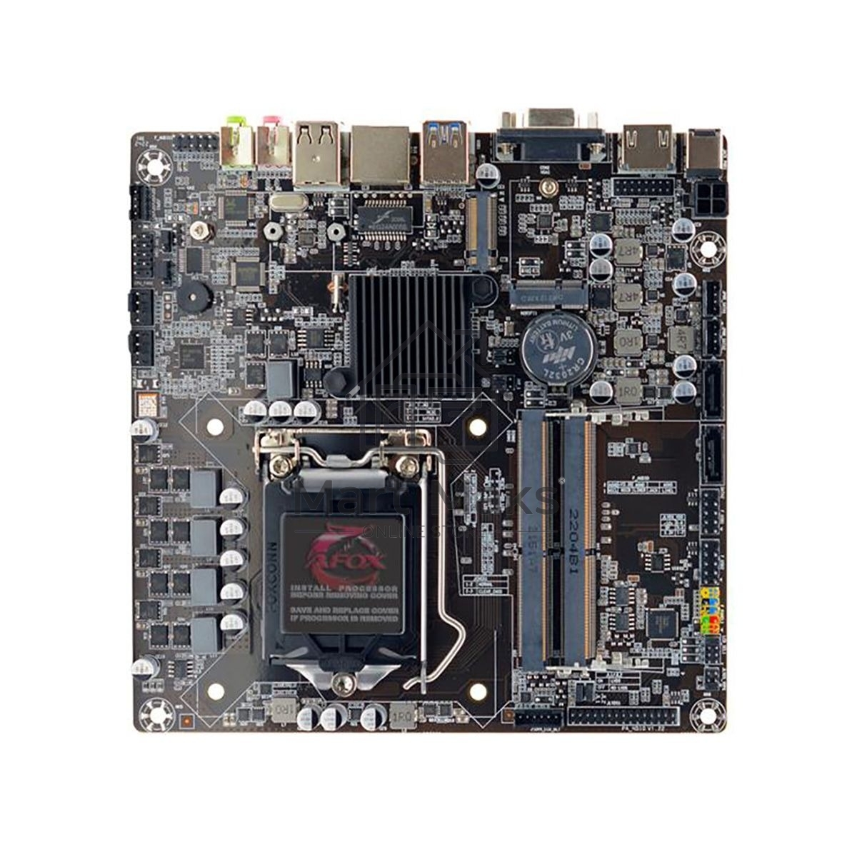 Материнская плата AFOX AFH510-MI, Socket 1200, Intel H510, 2xDDR4, 2xSATA, 1xM.2, 1xHDMI, 1xVGA, 1x 1Gb LAN, 2xUSB-A 3.0, 2xUSB-A 2.0, 2x3.5 мм, 5.1, Mini-ITX