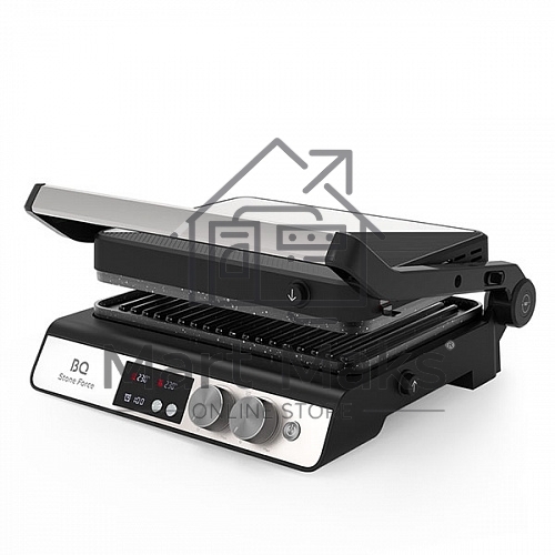 Электрический гриль BQ GR3002 Black-Steel. Мощность:2000 Вт /STONE Non-Stick Мраморное антипригарное покрытие / Съемные панели легкая очистка / 3 в 1 гриль, барбекю, духовка / ГРИЛЬ жарьте стейки и бифштексы ребрышки и крылышки / БАРБЕКЮ обжаривайте ломти