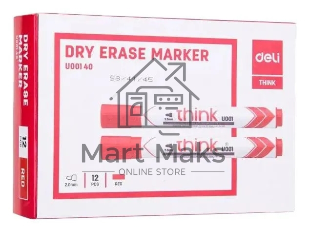 Маркер для досок Deli EU00140 Think, круглый пишущий наконечник, 2мм, красный