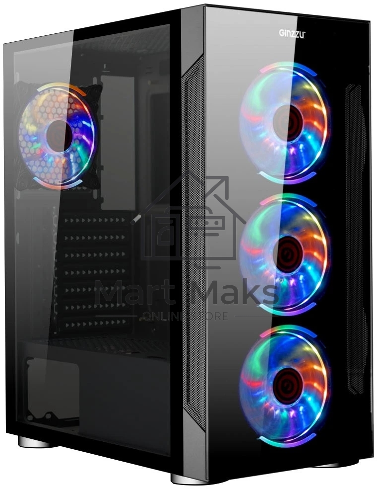 Компьютерный корпус Ginzzu CL280 FAN 12CM RGb*4 USB3.0 Window