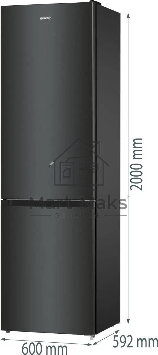 Холодильник Gorenje NRK6202EBXL4 черный матовый двухкамерный 235/96л морозилка снизу, No Frost