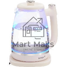 Чайник электрический Vitek VT-WK1072 1.7л. 1800Вт слоновая кость корпус: стекло