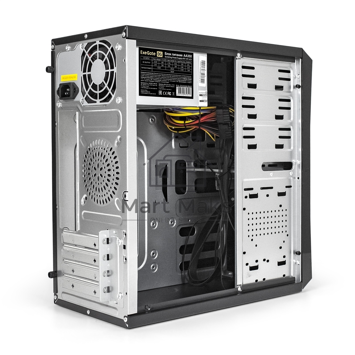 Компьютерный корпус Exegate EX284018RUS Minitower BA-201 Black, mATX, <AA350, 80mm>, 2*USB, Audio