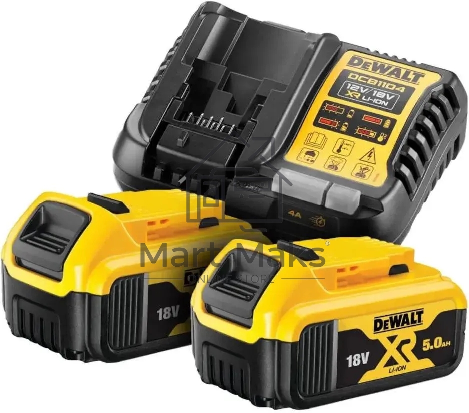 Батарея аккумуляторная DeWalt DCB1104P2 18В 5Ач Li-Ion (З/У в компл.)