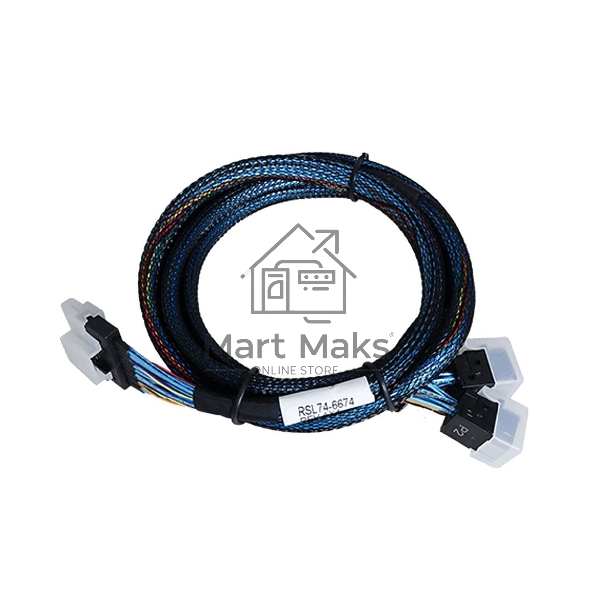 Кабель Amphenol RSL74-B937 Slimline SASx8 (SFF8654) -to- 2 SAS HD x4 (SFF8643 SAS Connections), 100CM, (аналог Broadcom 05-60003-00)