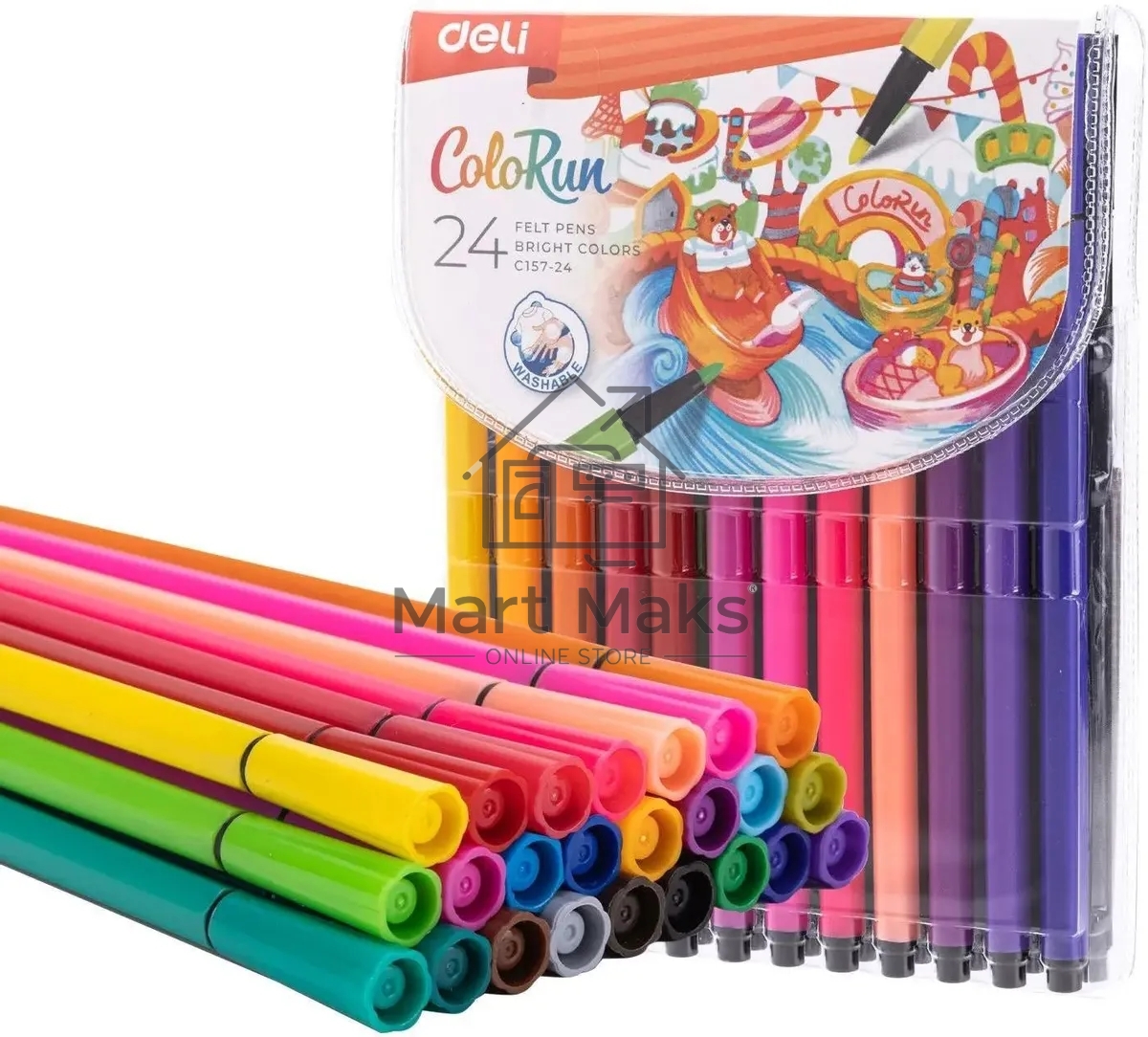 Фломастеры Deli EC157-24 ColoRun 24 цвета, пакет с европодвесом