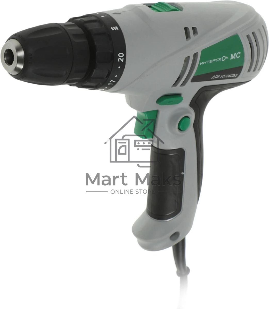 Дрель-шуруповерт сетевой ИНТЕРСКОЛ ДШ-10/260Э2, 260Вт