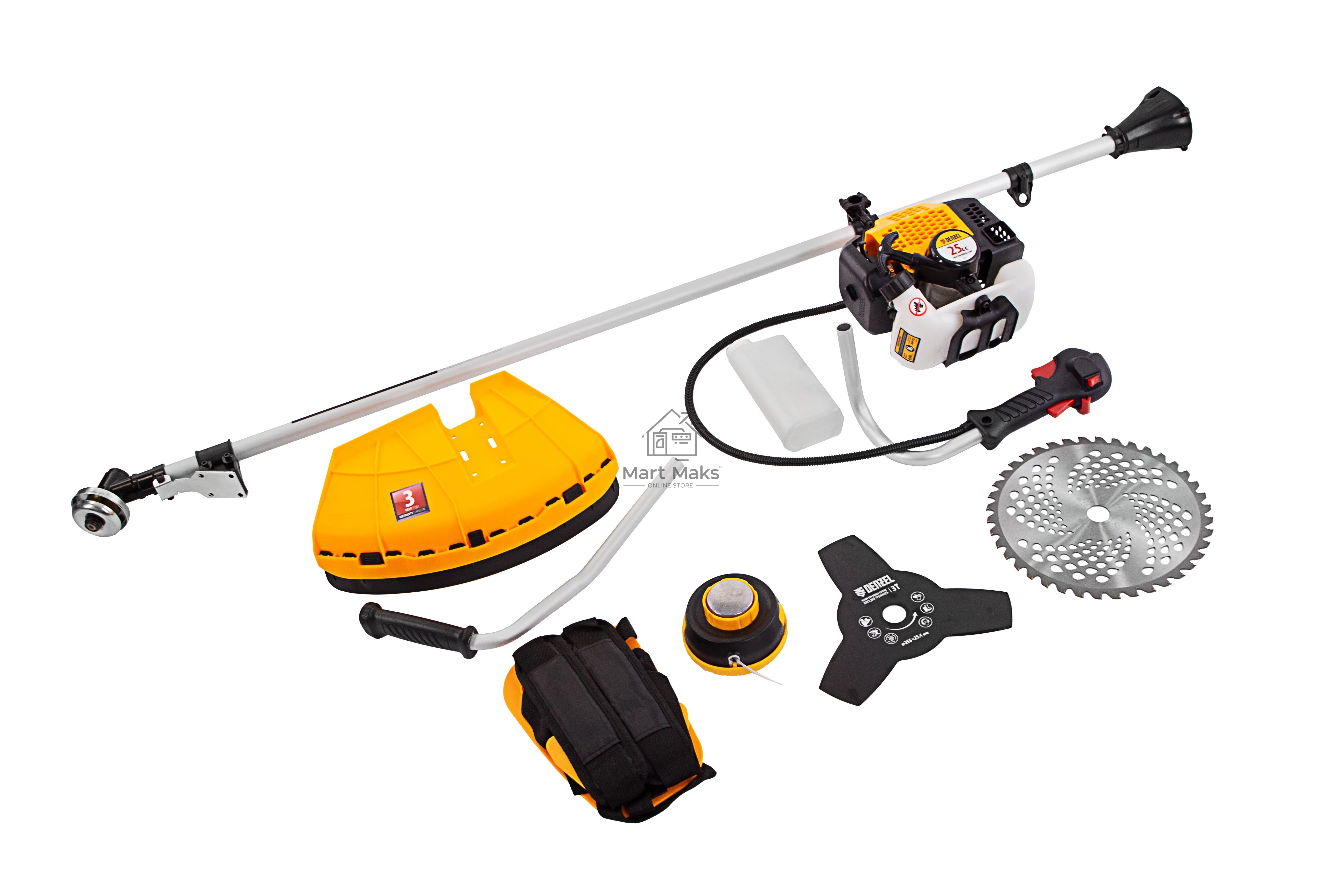 Триммер бензиновый DGT-250 25 см3, 1,3 л.с., неразъемная штанга, состоит из 2 частей Denzel