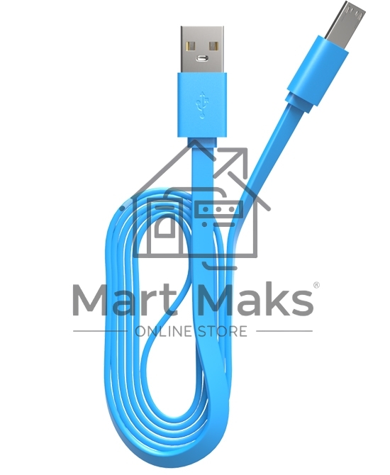 Кабель Maxvi MC-01LF blue USB-A - microUSB, 2A Плоский кабель, ток макс. нагрузки 2А, макс. напряжение 5V; стандарт USB 2.0; длина разъема microUSB 10 мм, длина 1м, материал PVC, синий