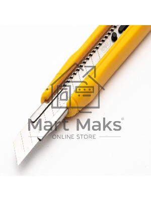 Технический нож Deli DL009B 9мм SK4, лезвие 13 секций, ударопрочный корпус. Кнопка автоматической блокировки.