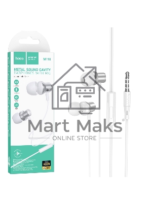 Проводные наушники Hoco M110 Encourage серебристый, внутриканальные, jack 3.5 мм