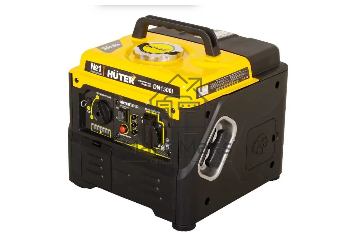 Электрогенератор бензиновый инверторный Huter DN1500i, 1.2 кВт, 73 дБ, 12.8 кг