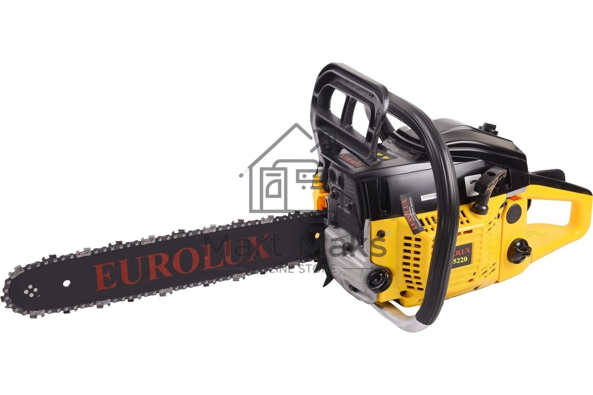 Бензопила Eurolux GS-5220 2400 Вт,Длина шины мм / дюймы 505 / 20” Объём двигателя см3 52 70/6/8