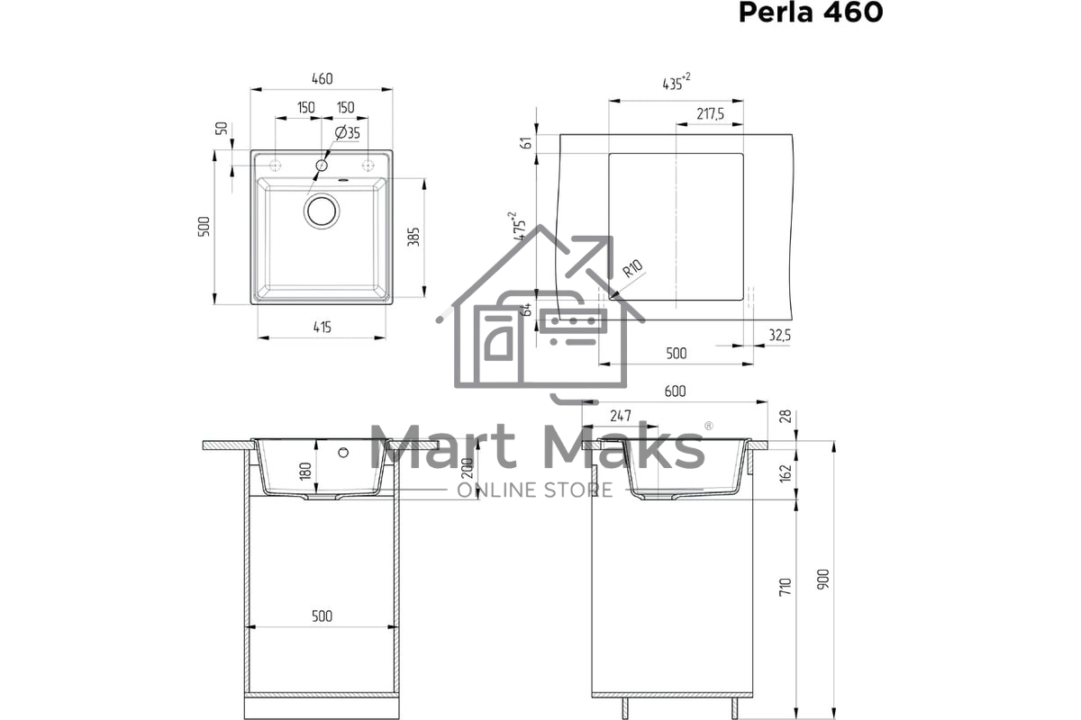 Кухонная мойка Maunfeld Perla 460 MFQS-460BG бежевый