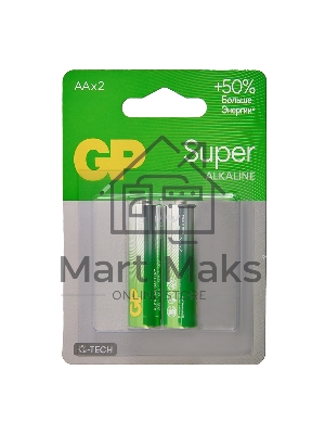 Алкалиновые батарейки GP Super Alkaline G-Tech 15А АA - 2 шт. на блистере