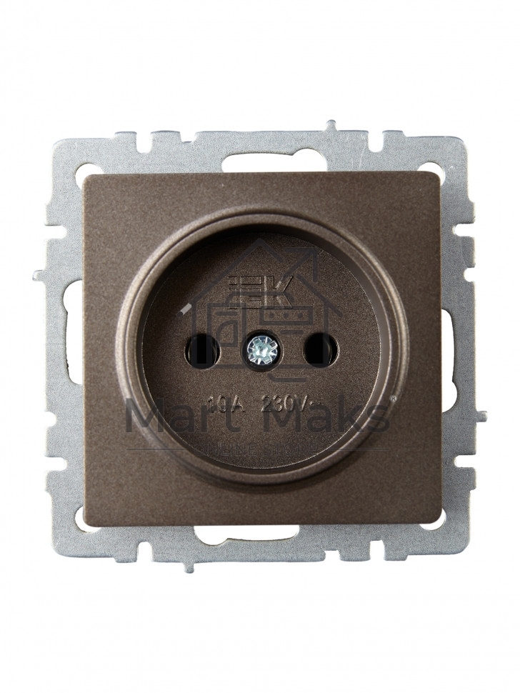 Розетка 1-местная IEK BRITE РС10-1-0-БрТБ без заземления, без защитных шторок, 10А, темная бронза
