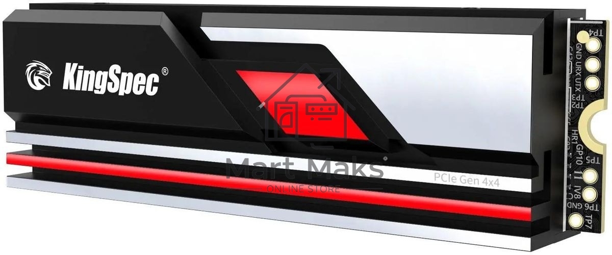Накопитель SSD KingSpec XG7000, 2Tb, PCIe 4.0 x4, M.2 2280, NVMe, R/W 7400/6600, с радиатором