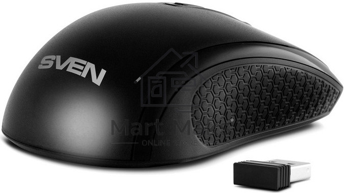 Мышь беспроводная SVEN RX-220W черный, 1600 dpi, радиоканал, USB, кнопки - 4