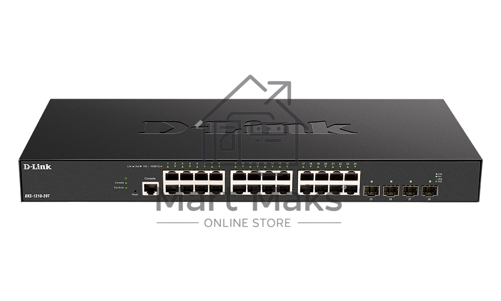 Коммутатор D-Link DXS-1210-28T/A1A, 24×10 Гбит/с + 4×25 Гбит/с SFP28, управляемый