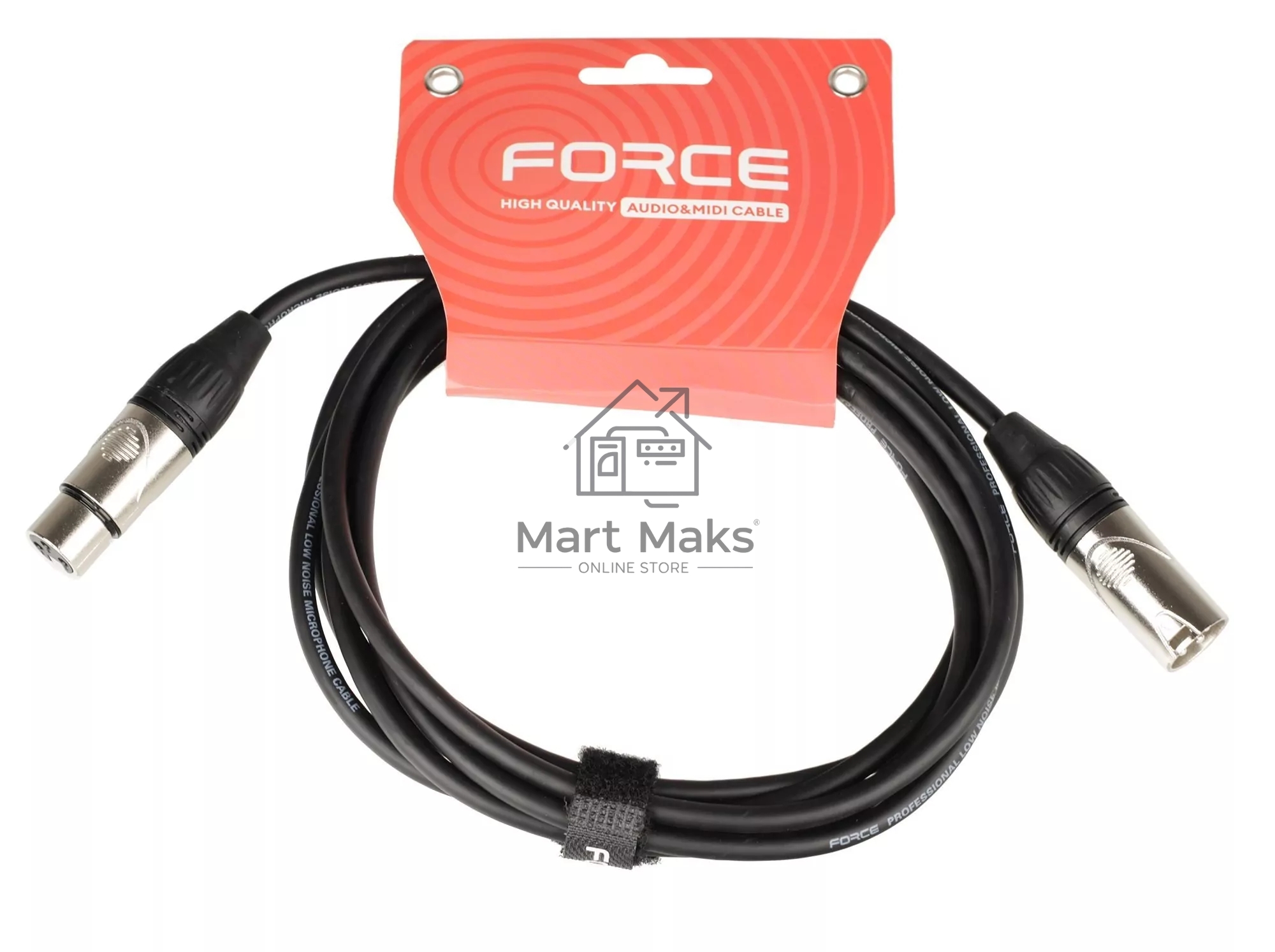 Кабель микрофонный FORCE FMC-05/3XLR (M) - XLR (F), высококачественный балансный, малошумящий с проводниками из безкислородной меди OFC, диаметр 6 мм, профессиональные металлические разъемы, длина 3 м, цвет черный
