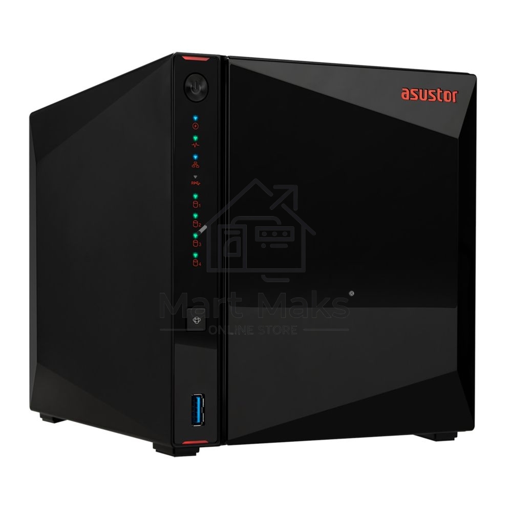 Сетевой накопитель ASUSTOR AS5404T 2-Bay NAS/Media player/Intel Celeron N5105 2.0GHz up to 2.9GHz, 4GB SO-DIMM DDR4, noHDD(HDD,SSD),/2x 2,5Gb (LAN)/3xUSB3.2,HDMI; 90IX01R1-BW3S40