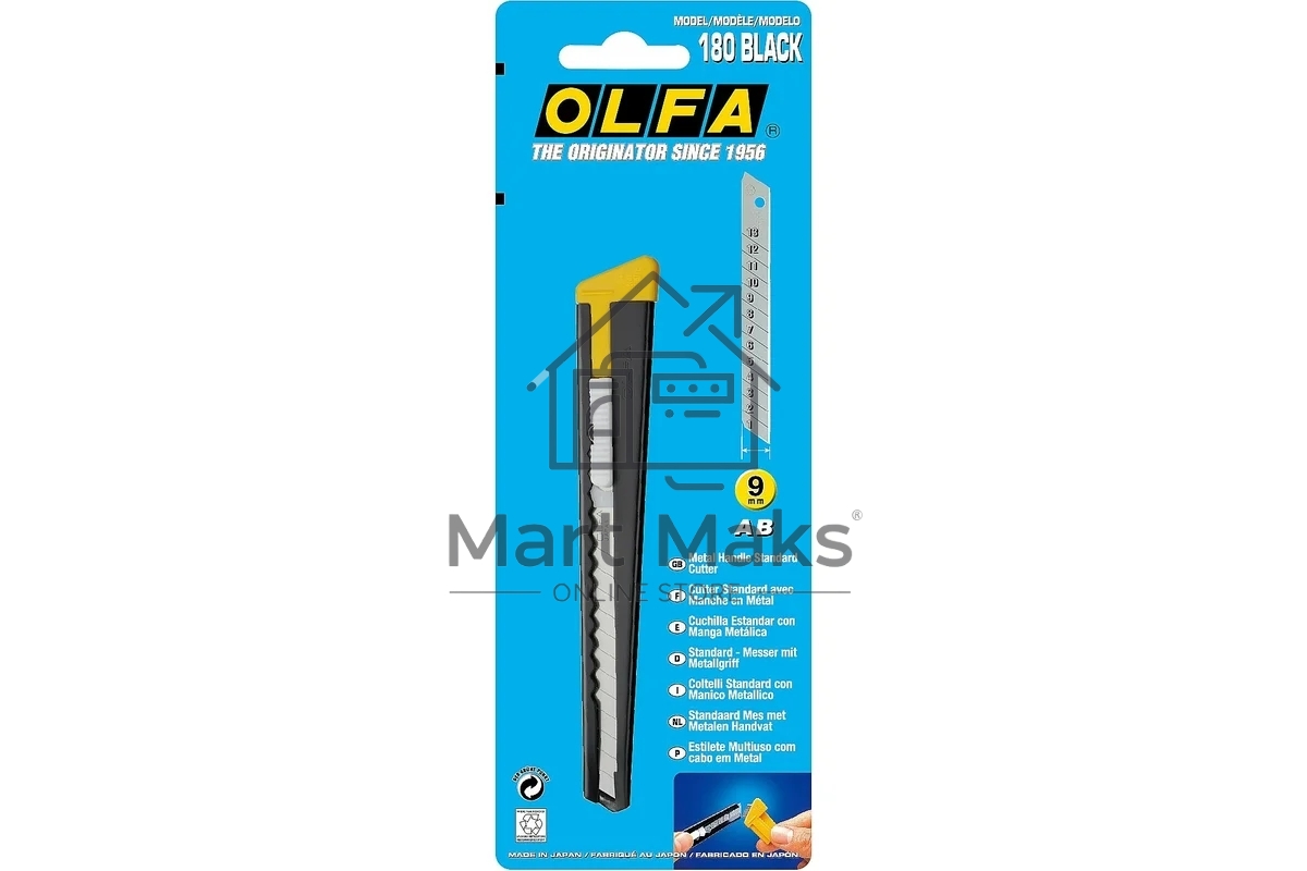Канцелярский нож OLFA OL-180-BLACK нерж.сталь серебристый 0.9см