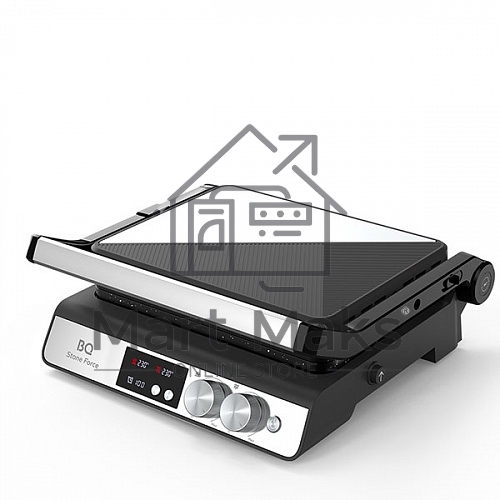Электрический гриль BQ GR3002 Black-Steel. Мощность:2000 Вт /STONE Non-Stick Мраморное антипригарное покрытие / Съемные панели легкая очистка / 3 в 1 гриль, барбекю, духовка / ГРИЛЬ жарьте стейки и бифштексы ребрышки и крылышки / БАРБЕКЮ обжаривайте ломти