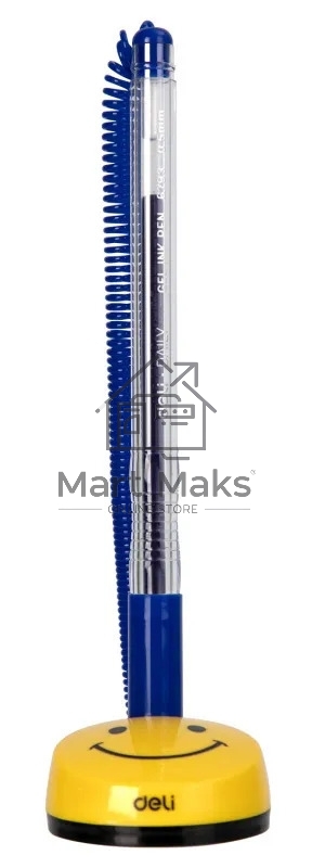 Ручка гелевая Deli E6793blue, d=0.5мм, синие чернила, на подставке сменный стержень, линия 0.35мм