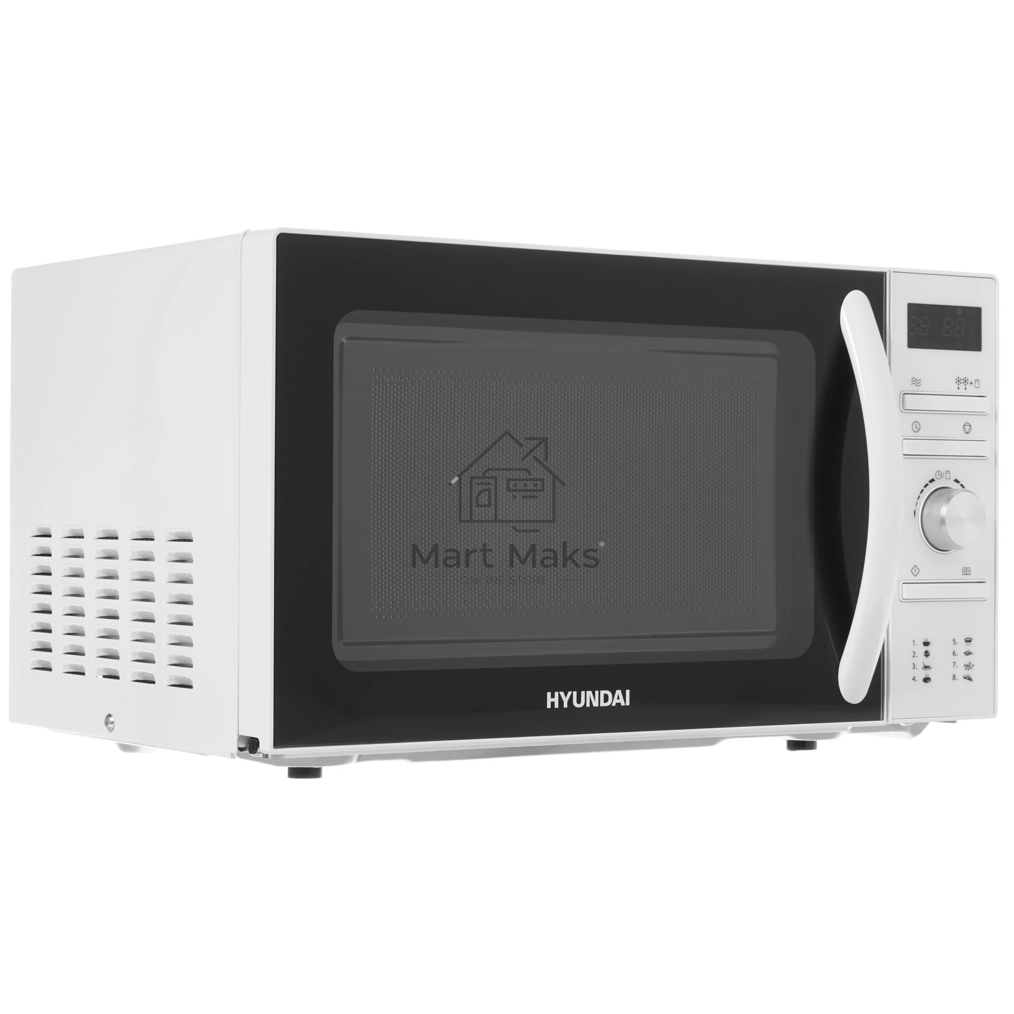 Микроволновая печь Hyundai HYM-D3027 белый, 20 л, 700 Вт, переключатели - поворотный механизм/кнопки