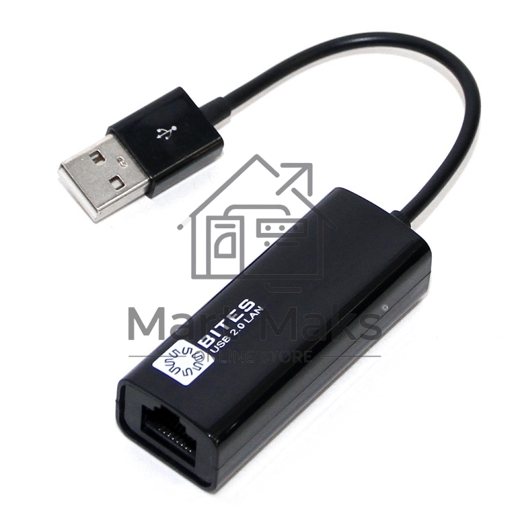 Адаптер USB Ethernet Кабель-адаптер USB2.0 -> RJ45 10/100 Мбит/с, 10см. 5bites UA2-45-02BK