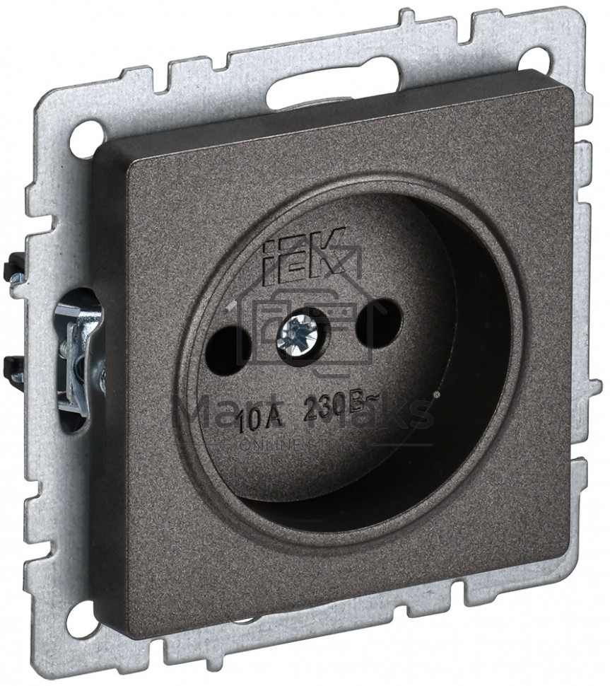 Розетка 1-местная IEK BRITE РС10-1-0-БрТБ без заземления, без защитных шторок, 10А, темная бронза