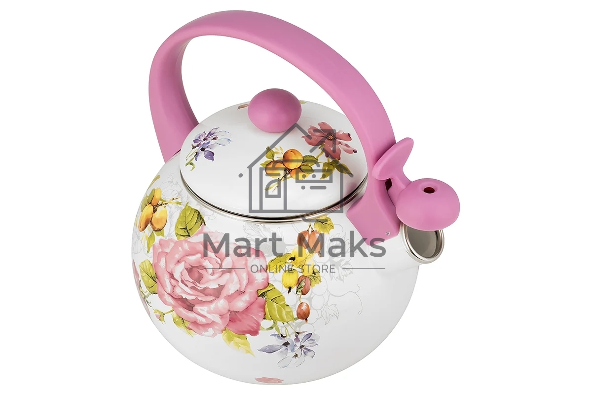 Чайник LR00-20 LARA (эмаль) PINK 2.5л, индукционное дно, свисток, автоподъем крышки