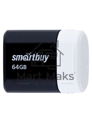 Флешка USB Smartbuy LARA Black (SB64GbLARA-K), 64Gb, USB 2.0, R/W 15/5, черный/белый