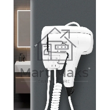 Фен Puff 1201B белый, 1200 Вт, с доп. розеткой