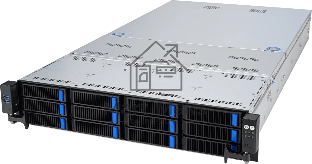 Серверная платформа ASUS RS720-E11-RS12U, 2U, 2 x LGA4677, 32 DIMM DDR5, 12=8 x NVMe/SAS*/SATA + 4 NVMe/SATA hs, 2 x M.2 slot, 2 x 10Gbe (X710) RJ45 port,Up to 8 slots PCIe 5.0, 1 x OCP 3.0, 1+1 1600W
