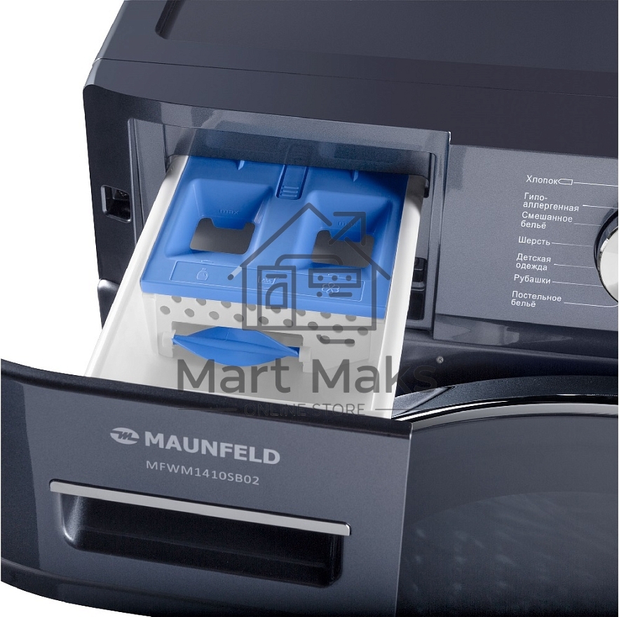 Стиральная машина Maunfeld MFWM1410SB02 темно-серебристый, загрузка фронтальная 10 кг, 1400 об/мин., класс: А+++