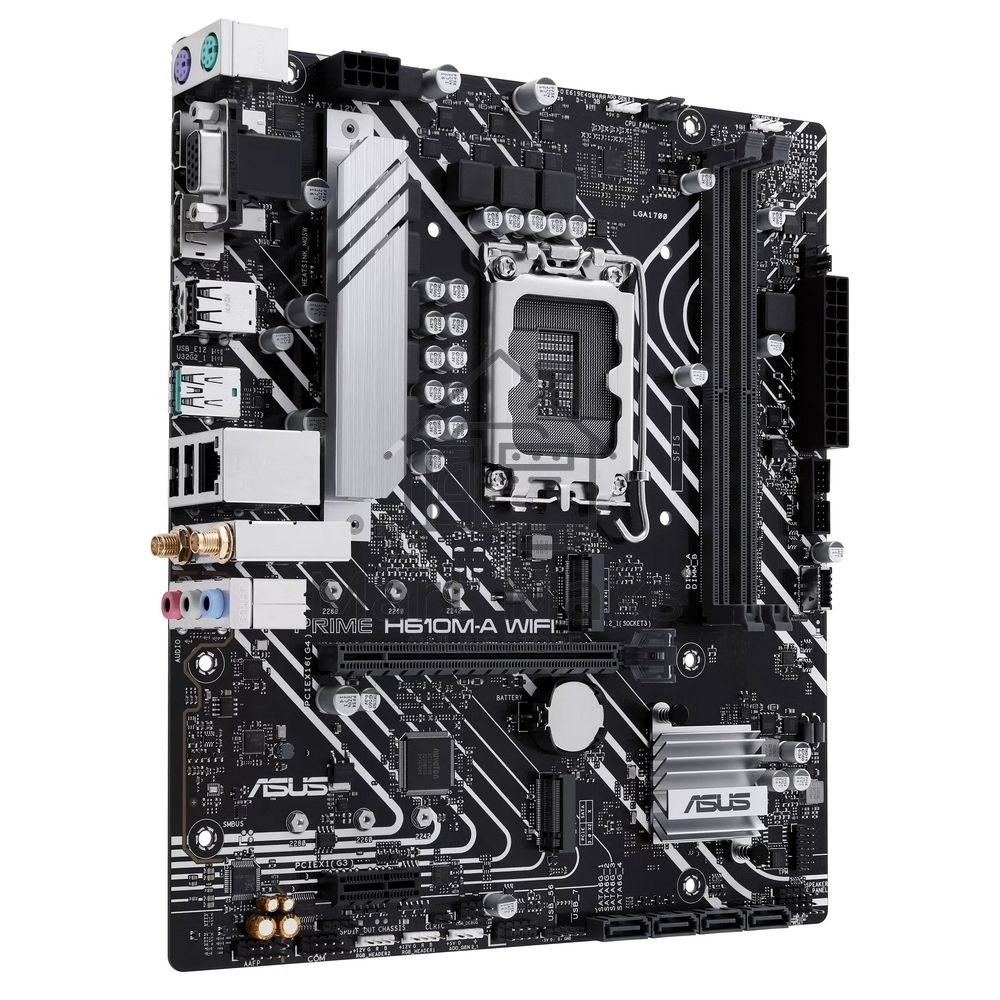 Материнская плата ASUS PRIME H610M-A WIFI, LGA 1700, Intel H610, 2xDDR5, 4xSATA, 2xM.2, 1xPCIe 4.0 x16, 1xDP, 1xHDMI, 1xVGA, 1x1Gb LAN, 1xUSB 3.2 Gen 2, 4xUSB 2.0, 3x3.5 мм, 7.1, mATX