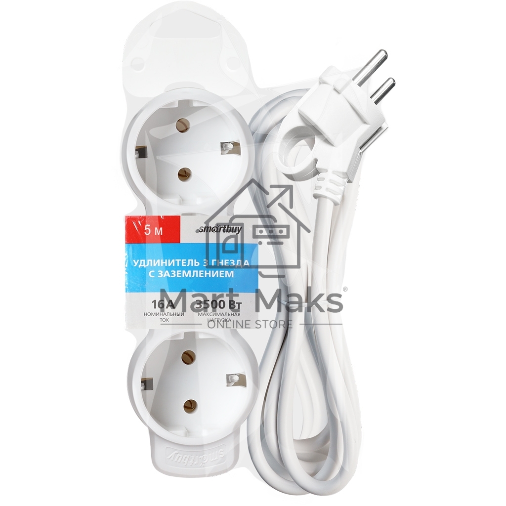 Удлинитель Smartbuy (SBE-16-3-05m-Z) 3 гн х 5,0 м белый