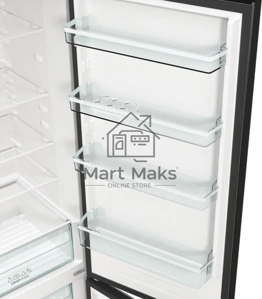 Холодильник Gorenje NRK6202EBXL4 черный матовый двухкамерный 235/96л морозилка снизу, No Frost