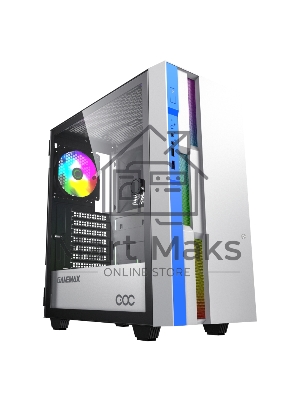 Компьютерный корпус GameMax Brufen C3 WB без БП, MidiT, ATX, Бело-гол, Зак. стекл., USB 3.0, 1*120; 1*140мм вент.