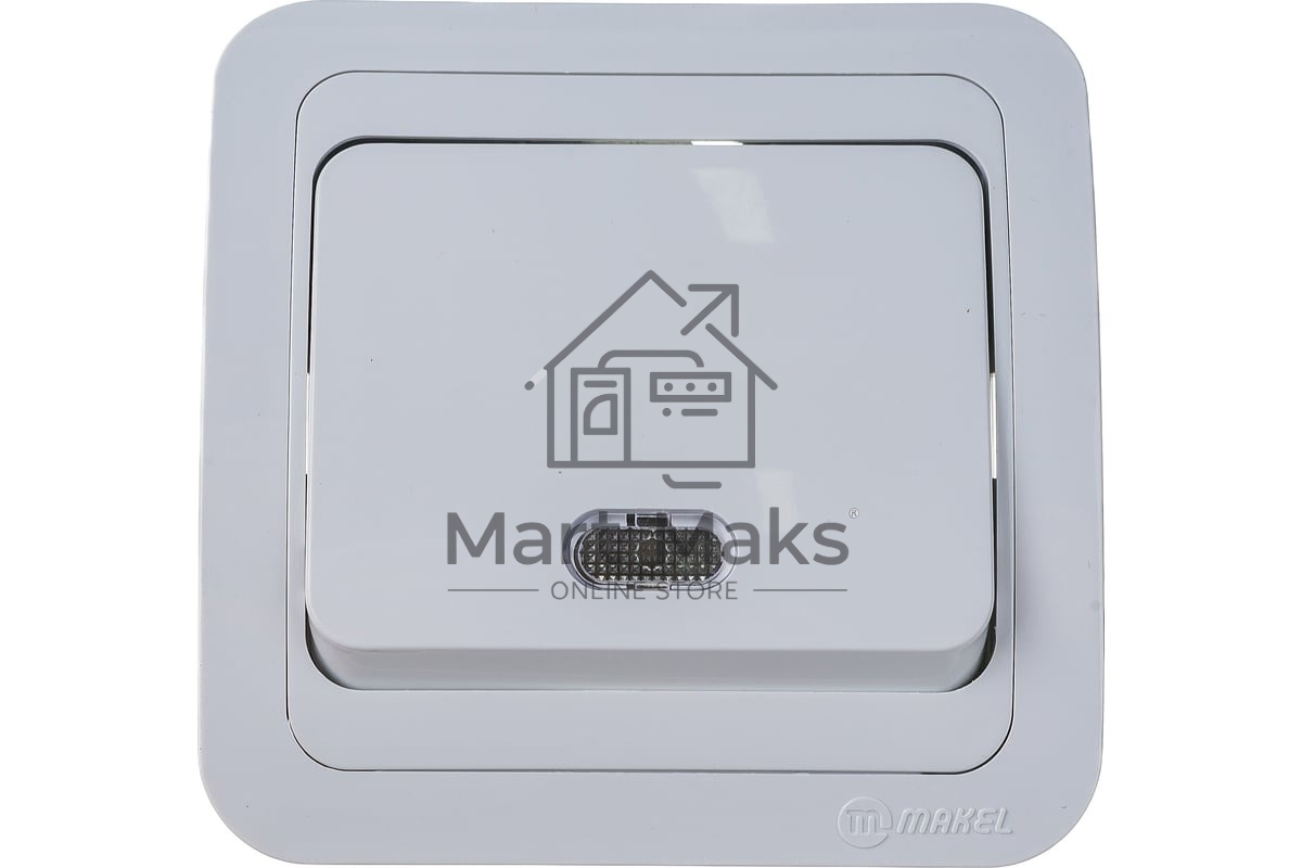 Выключатель 1-кл. СП Mimoza 10А IP20 с подсветкой бел./бел. Makel 12021