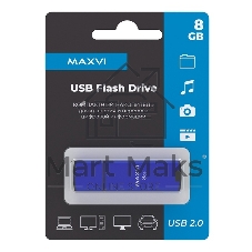 Флешка USB R/W Maxvi MP2 8Gb USB 2.0 blue, монолит с колпачком, ABS пластик + металл