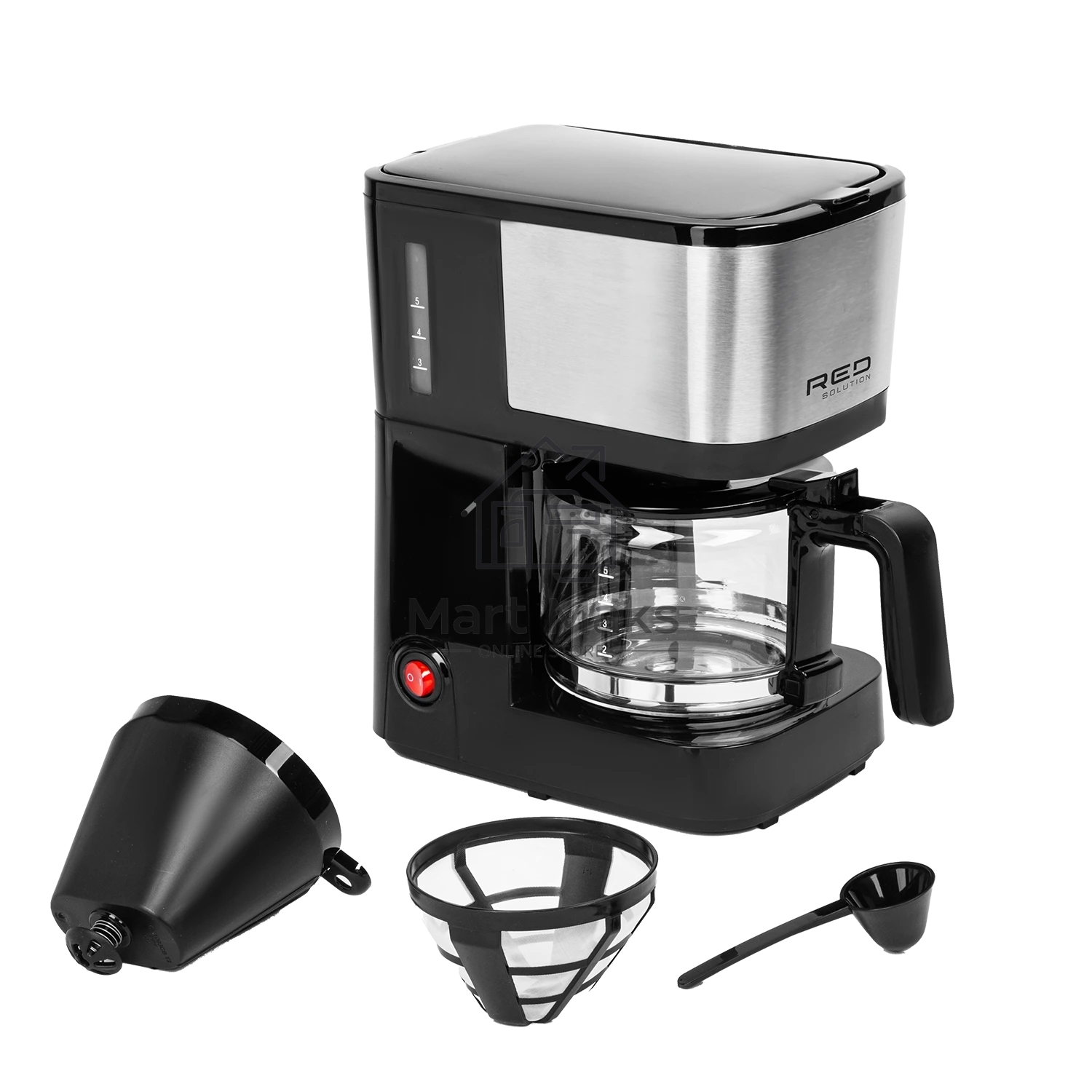 Кофеварка капельная Red Solution CM1534 черный/серебристый, исп. кофе - молотый, 0.6 л, 600 Вт