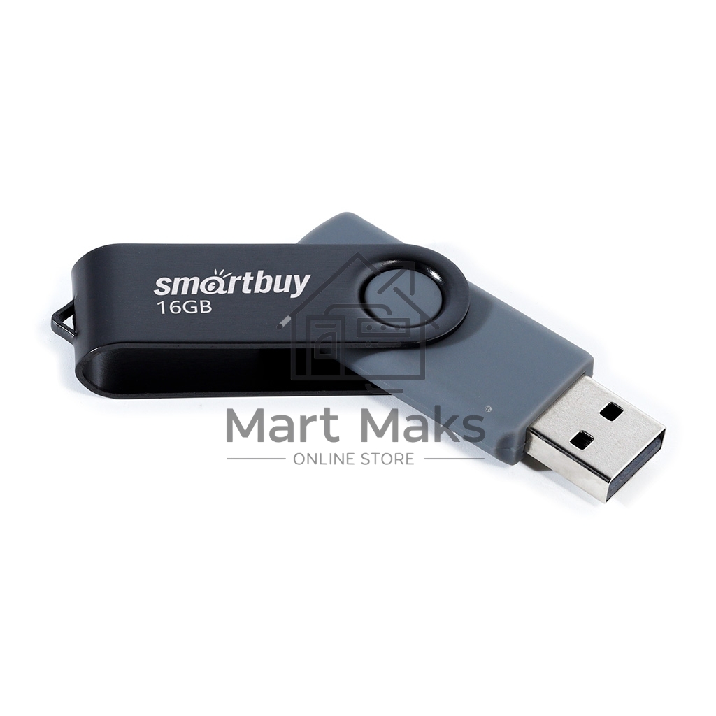 Флешка USB R/W SmartBuyTwist Black (SB016GB2TWK), 16Gb, USB 2.0, R/W 15/12, черный