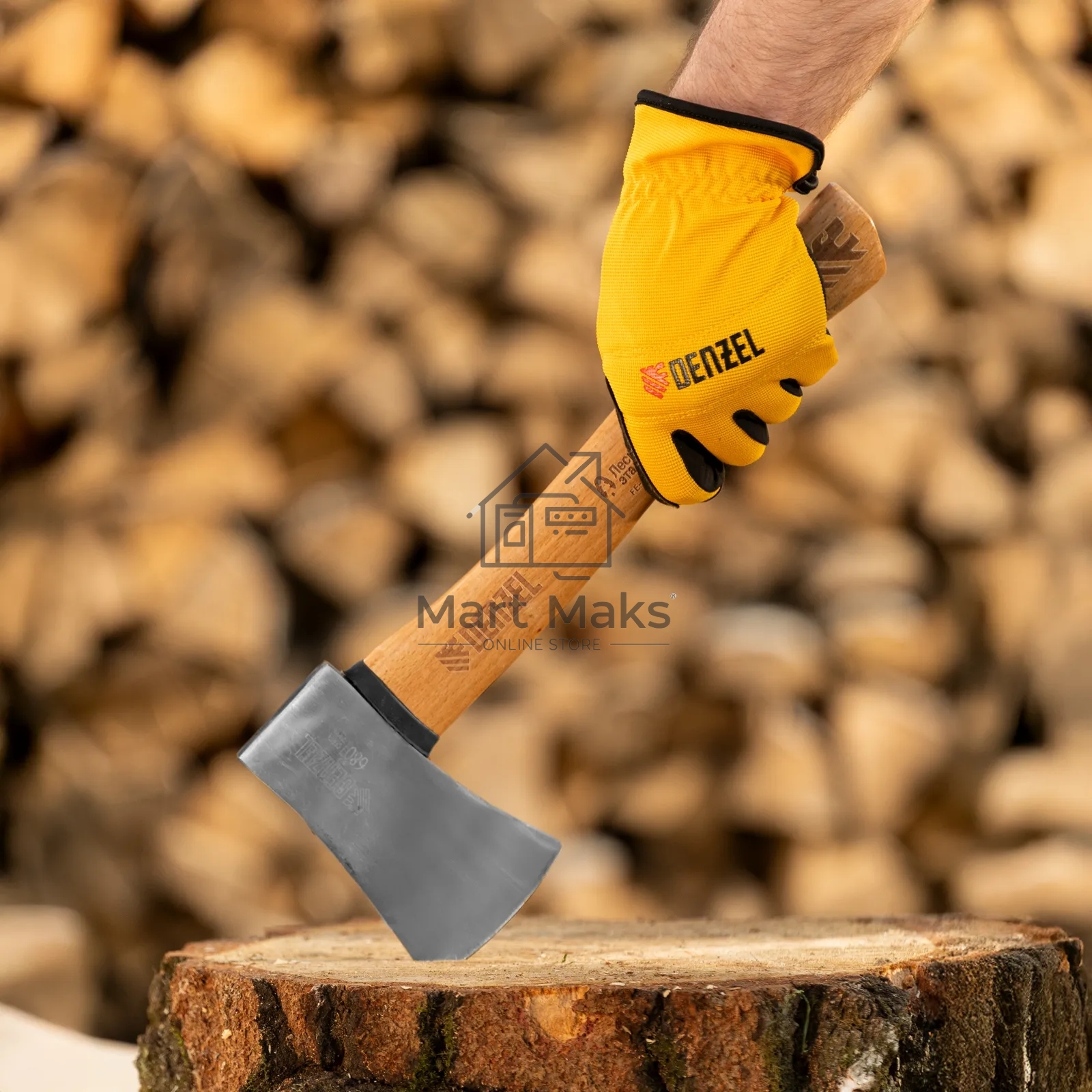 Топор кованый Denzel 680 г, американский тип, буковая рукоятка, 360 мм, EFP