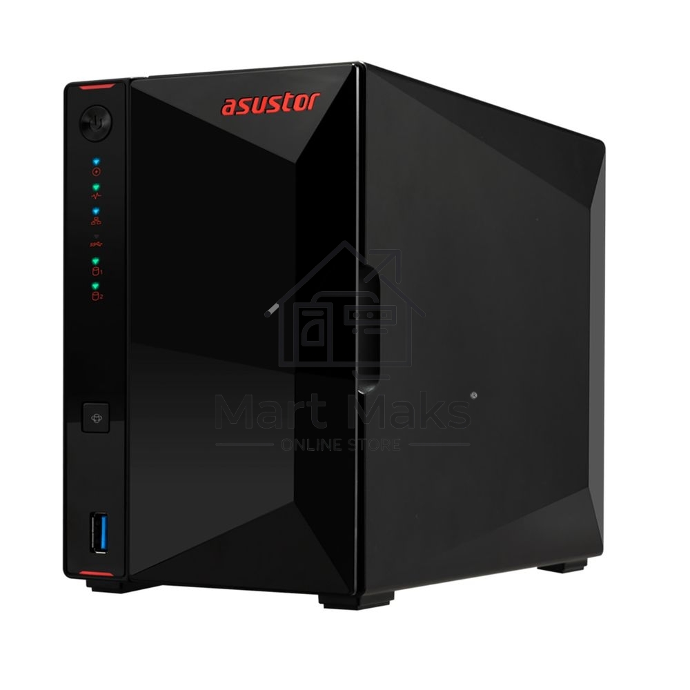 Сетевой накопитель ASUSTOR AS5402T 2-Bay NAS/Media player/Intel Celeron N5105 2.0GHz up to 2.9GHz, 4GB SO-DIMM DDR4, noHDD(HDD,SSD),/2x 2,5Gb (LAN)/3xUSB3.2,HDMI; 90IX01R1-BW3S20