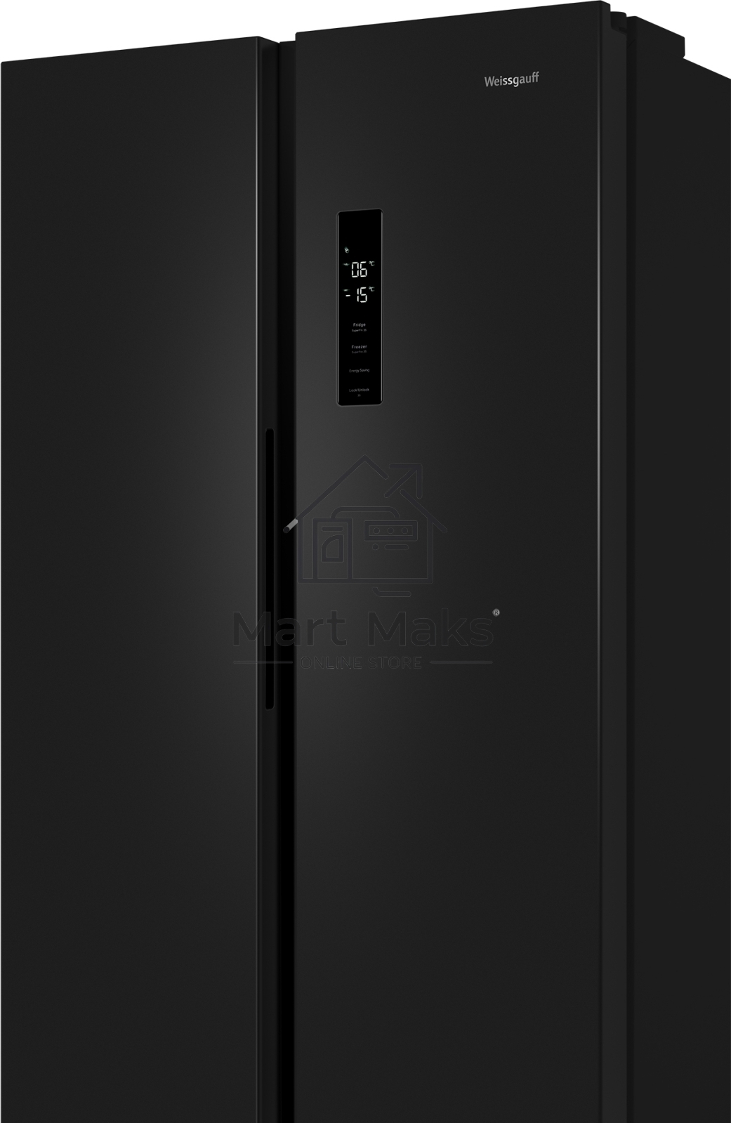 Холодильник Weissgauff WSBS 500 Inverter NoFrost Black двухкамерный 270/180л морозилка слева, No Frost, Side by Side