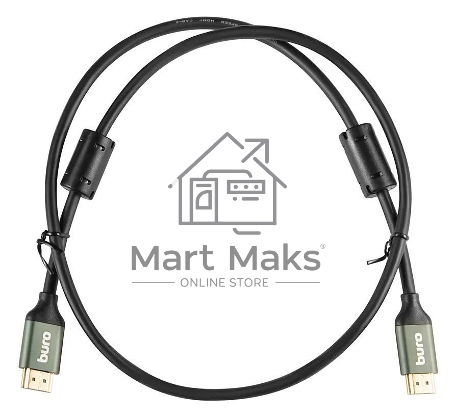 Кабель аудио-видео Buro HDMI (m)/HDMI (m) 1м. феррит.кольца Позолоченные контакты черный (BHP-HDMI-2.1-1G)